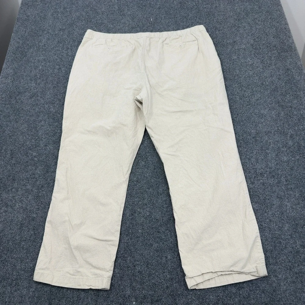 Mutual Weave Pants Mens XXL Beige Cotton Linen Blend Relaxed Drawstring Casual
